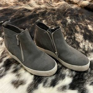 Steve Madden Grey Double Zip Sneaker Wedge